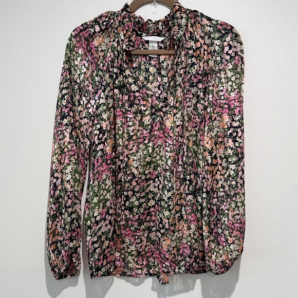 H&M Floral Peasant Top Size Small - Picture 1 of 9